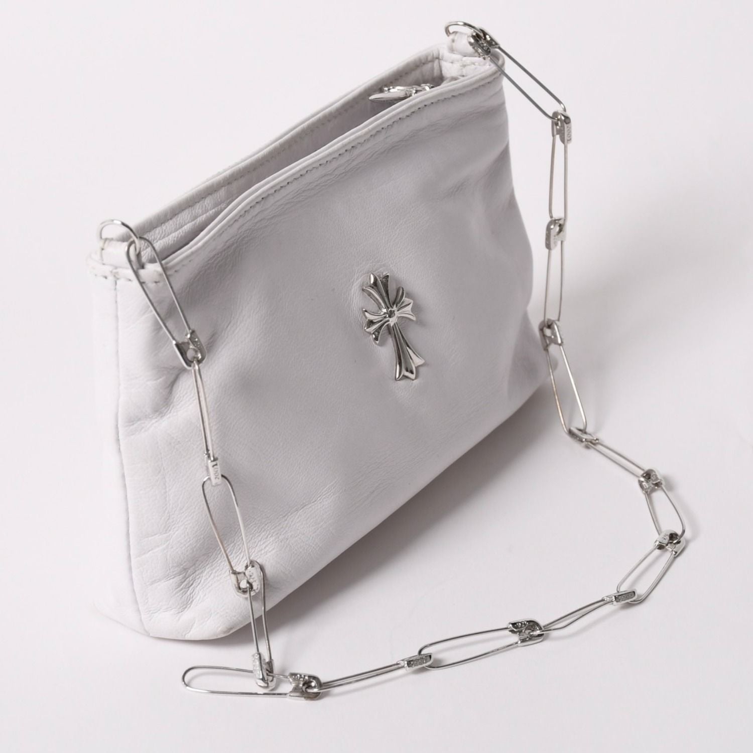 Chrome Hearts Safety Pin Pouch Shoulder Bag White Silver — view 3