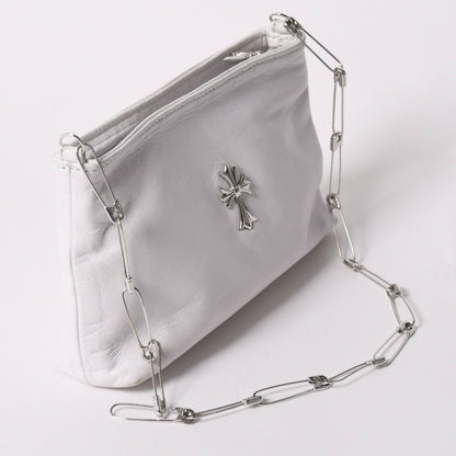 Chrome Hearts Safety Pin Pouch Shoulder Bag White Silver — view 3