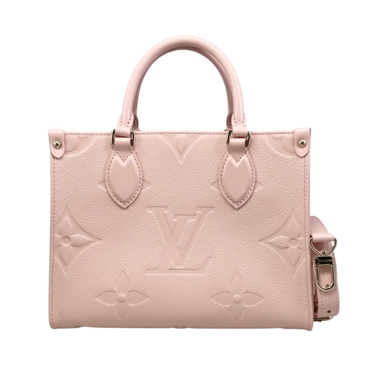 Louis Vuitton Shoulder Bag On The Go PM Monogram Empreinte Pink Pearl