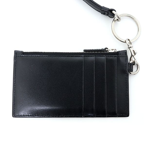 Balenciaga Fragment Case Coin Card Logo Print Leather Black — view 3