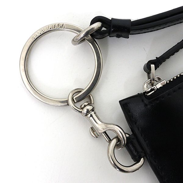 Balenciaga Fragment Case Coin Card Logo Print Leather Black — view 5