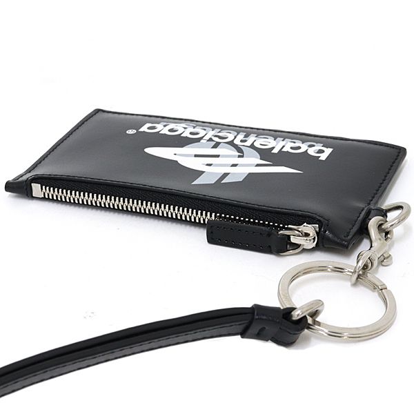 Balenciaga Fragment Case Coin Card Logo Print Leather Black — view 4