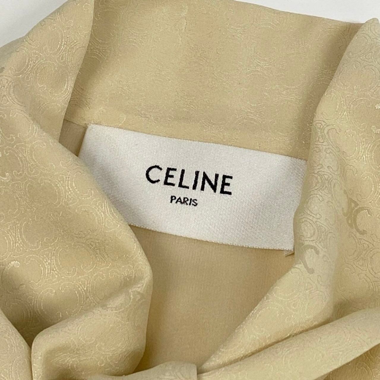 Celine Lavalier Triomphe Pattern Bowtie Silk Dress Long Pink — view 7