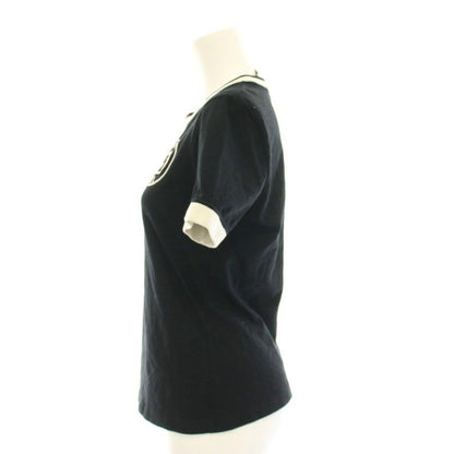 Gucci Embroidered Cotton Jersey T-Shirt XS Black Short Sleeve YM — view 3