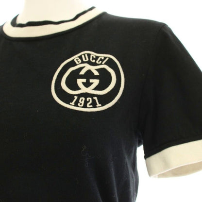 Gucci Embroidered Cotton Jersey T-Shirt XS Black Short Sleeve YM — view 4