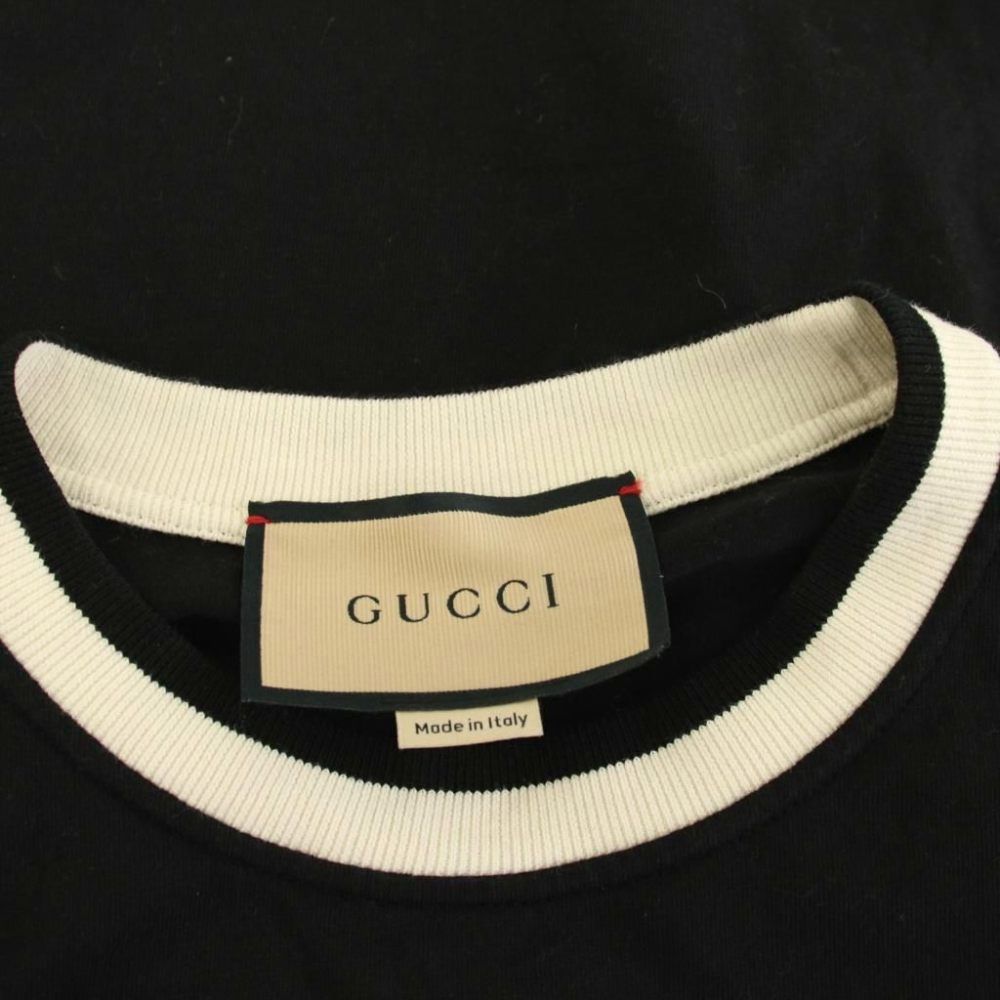 Gucci Embroidered Cotton Jersey T-Shirt XS Black Short Sleeve YM — view 5