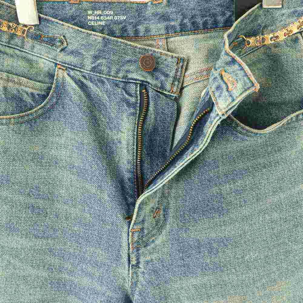 Celine Triomphe Gourmette Straight Denim Pants Jeans 27 Blue CX — view 5