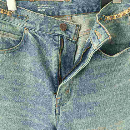 Celine Triomphe Gourmette Straight Denim Pants Jeans 27 Blue CX — view 5