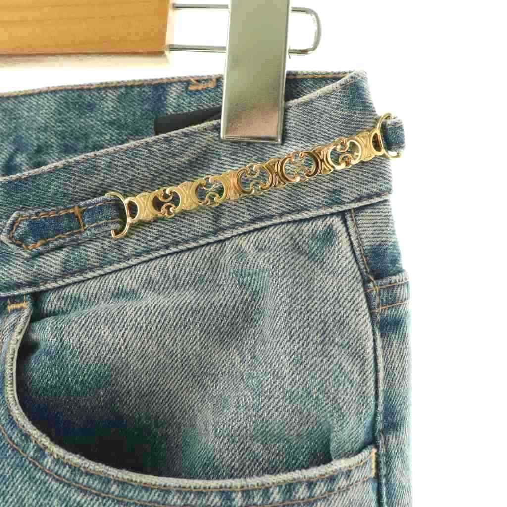 Celine Triomphe Gourmette Straight Denim Pants Jeans 27 Blue CX — view 3
