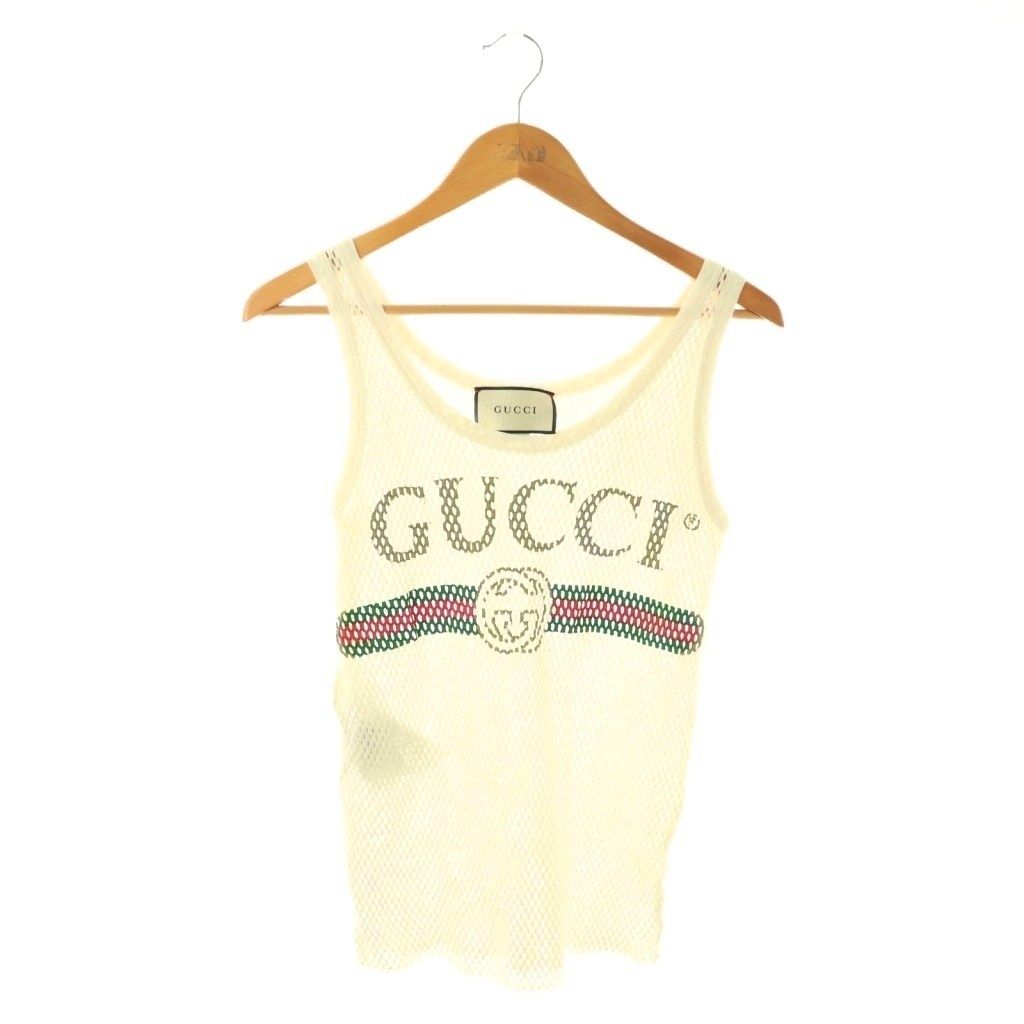 Gucci Logo Mesh Tank Top Off White Multicolor DO