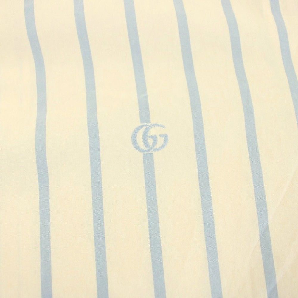 Gucci Double Stripe Cotton Bow Ring Shirt Short Sleeve Open Color 44 Beige — view 5