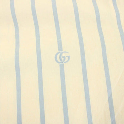 Gucci Double Stripe Cotton Bow Ring Shirt Short Sleeve Open Color 44 Beige — view 5