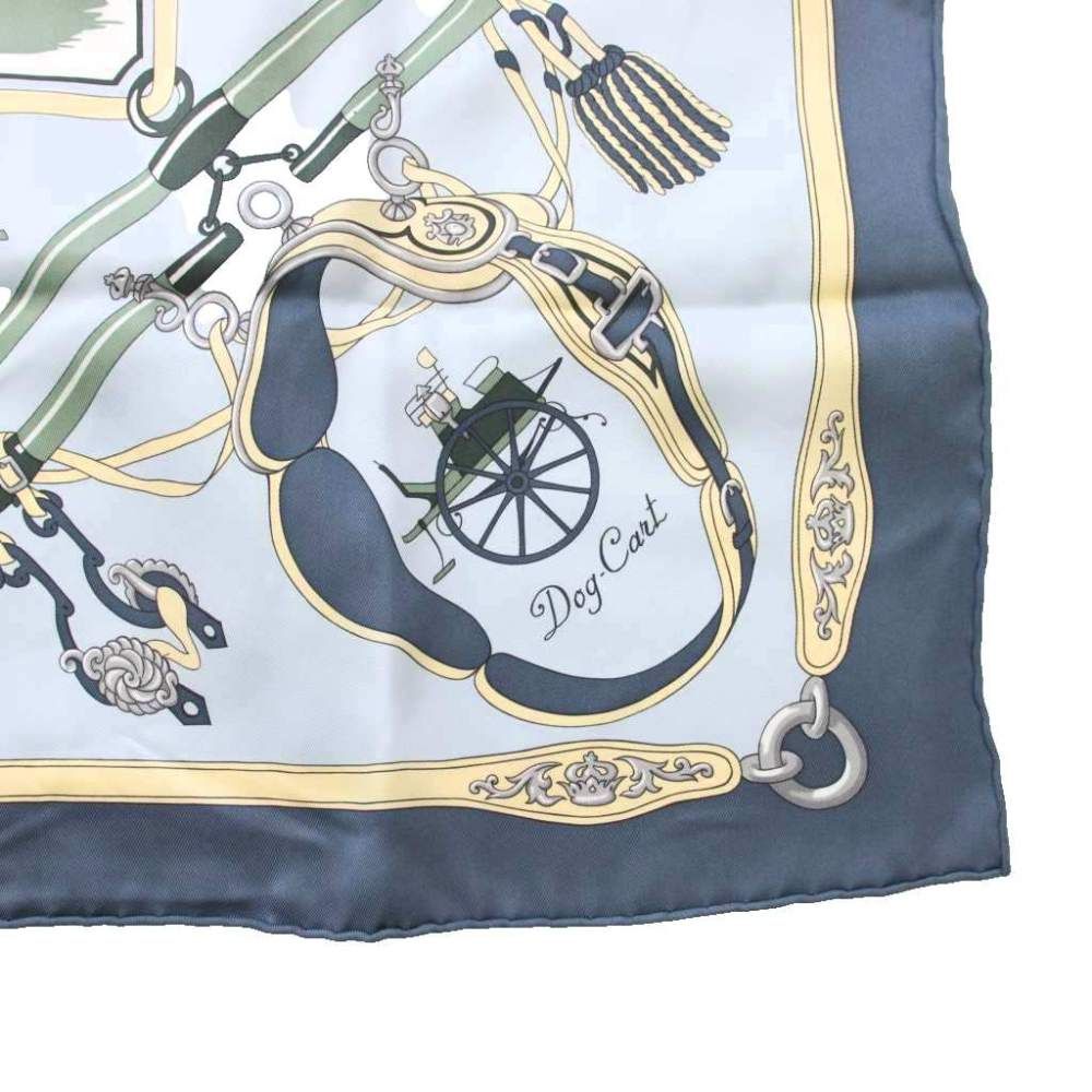 Hermes Carre 70 Palonniers Scarf Silk All Over Pattern Light Blue TK — view 5
