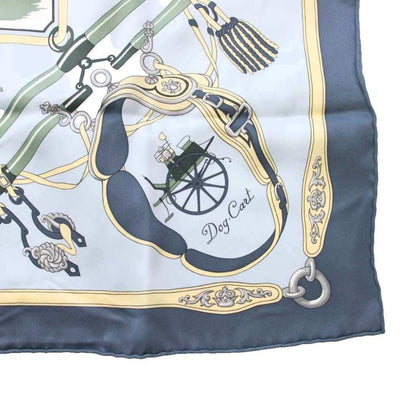 Hermes Carre 70 Palonniers Scarf Silk All Over Pattern Light Blue TK — view 5