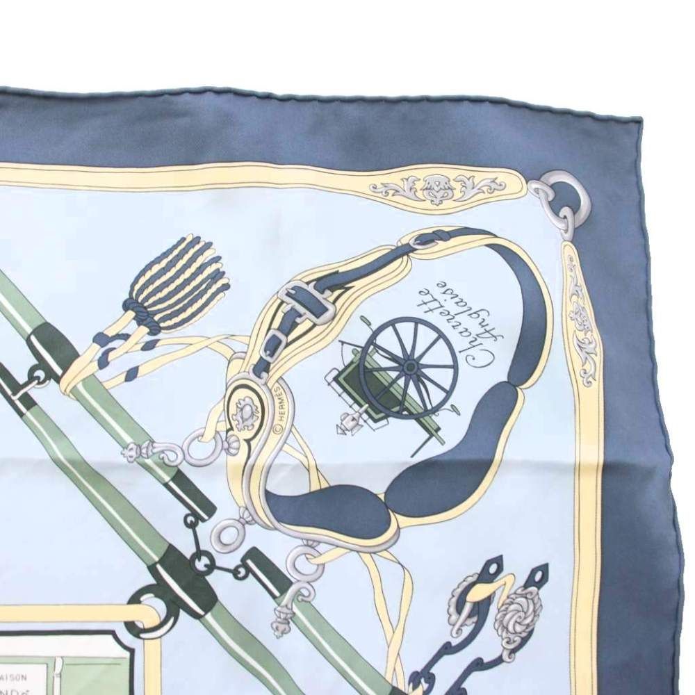 Hermes Carre 70 Palonniers Scarf Silk All Over Pattern Light Blue TK — view 6