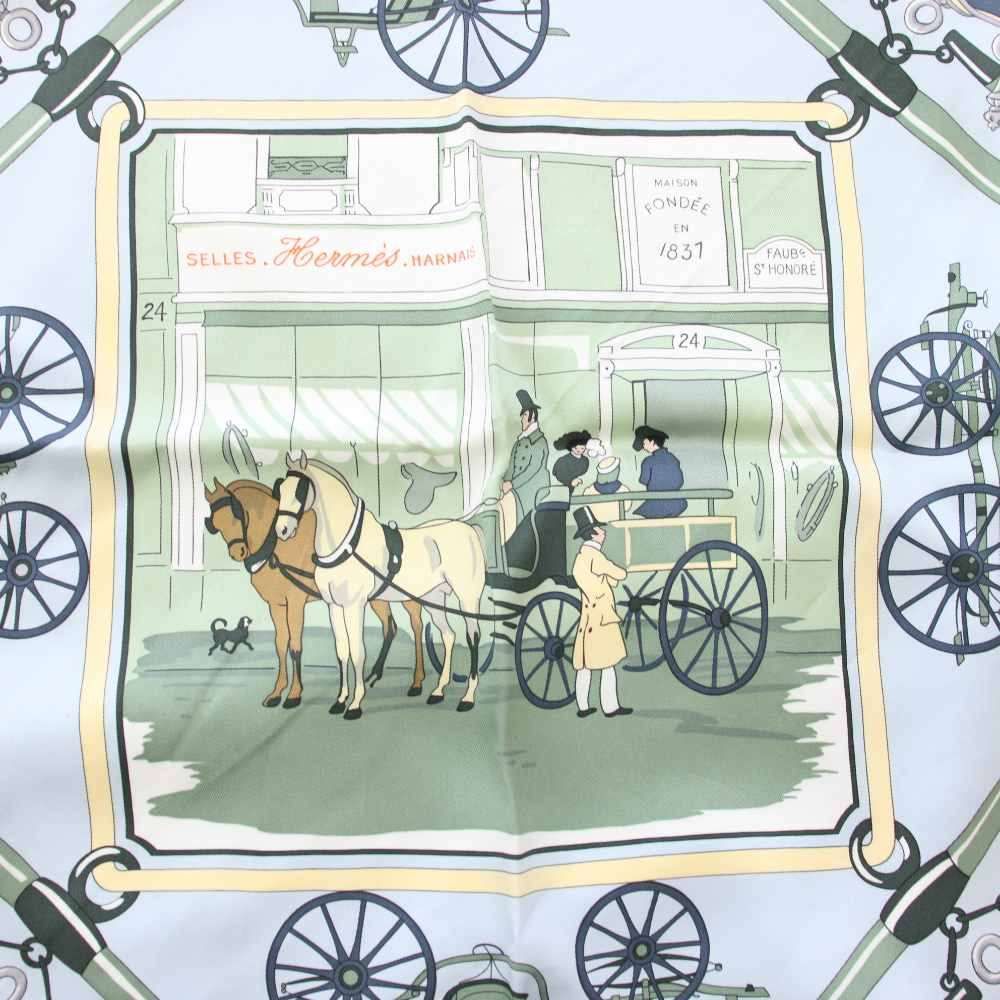 Hermes Carre 70 Palonniers Scarf Silk All Over Pattern Light Blue TK — view 3