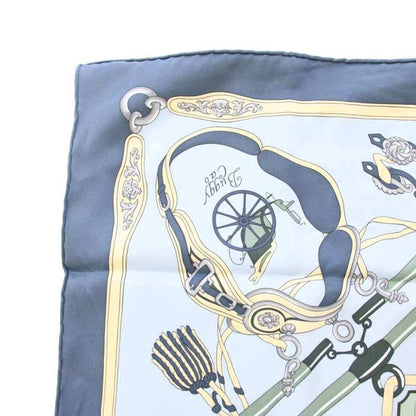 Hermes Carre 70 Palonniers Scarf Silk All Over Pattern Light Blue TK — view 7