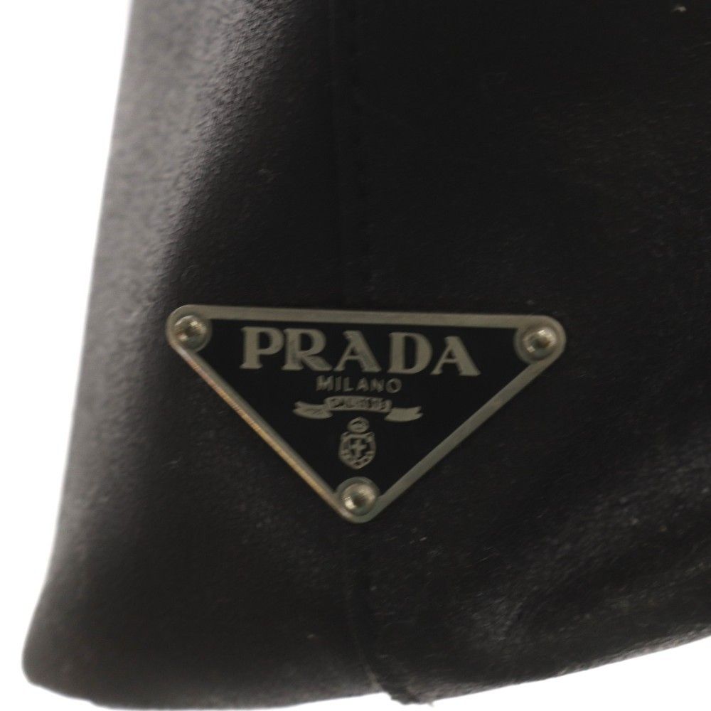 Prada Triangle Plate Logo Tote Leather Black — view 3