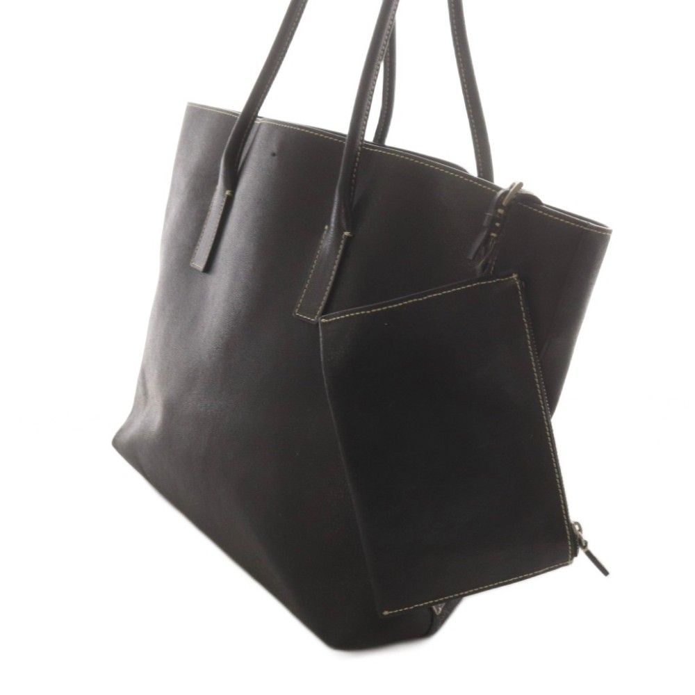Prada Triangle Plate Logo Tote Leather Black — view 4