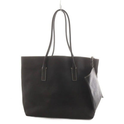 Prada Triangle Plate Logo Tote Leather Black