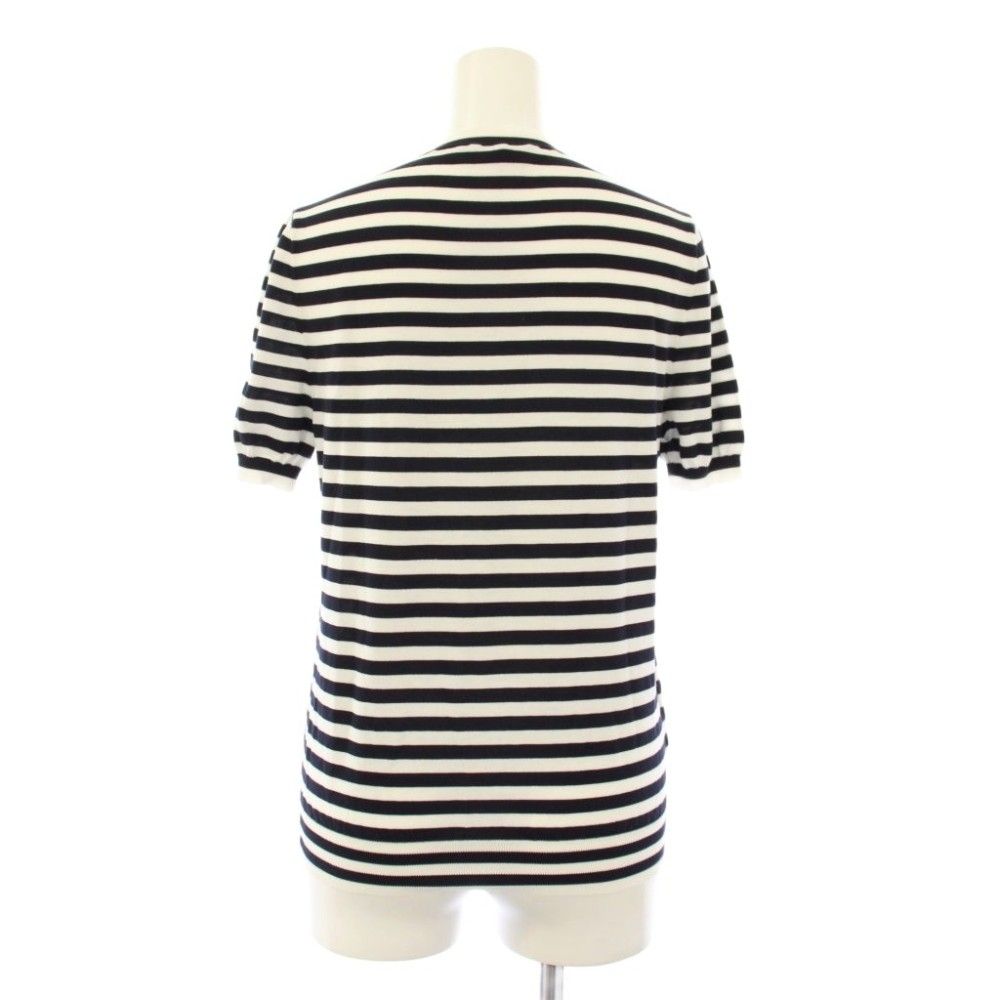 Prada Border Knit Top Logo Short Sleeve 36 Black White Sweater — view 3