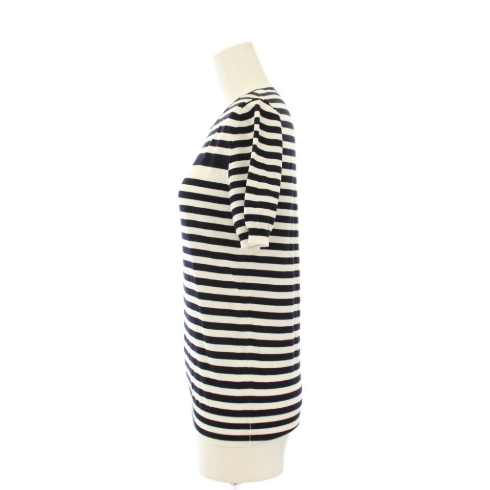 Prada Border Knit Top Logo Short Sleeve 36 Black White Sweater — view 2