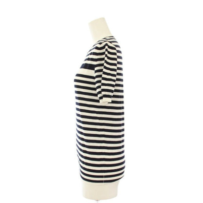 Prada Border Knit Top Logo Short Sleeve 36 Black White Sweater — view 2