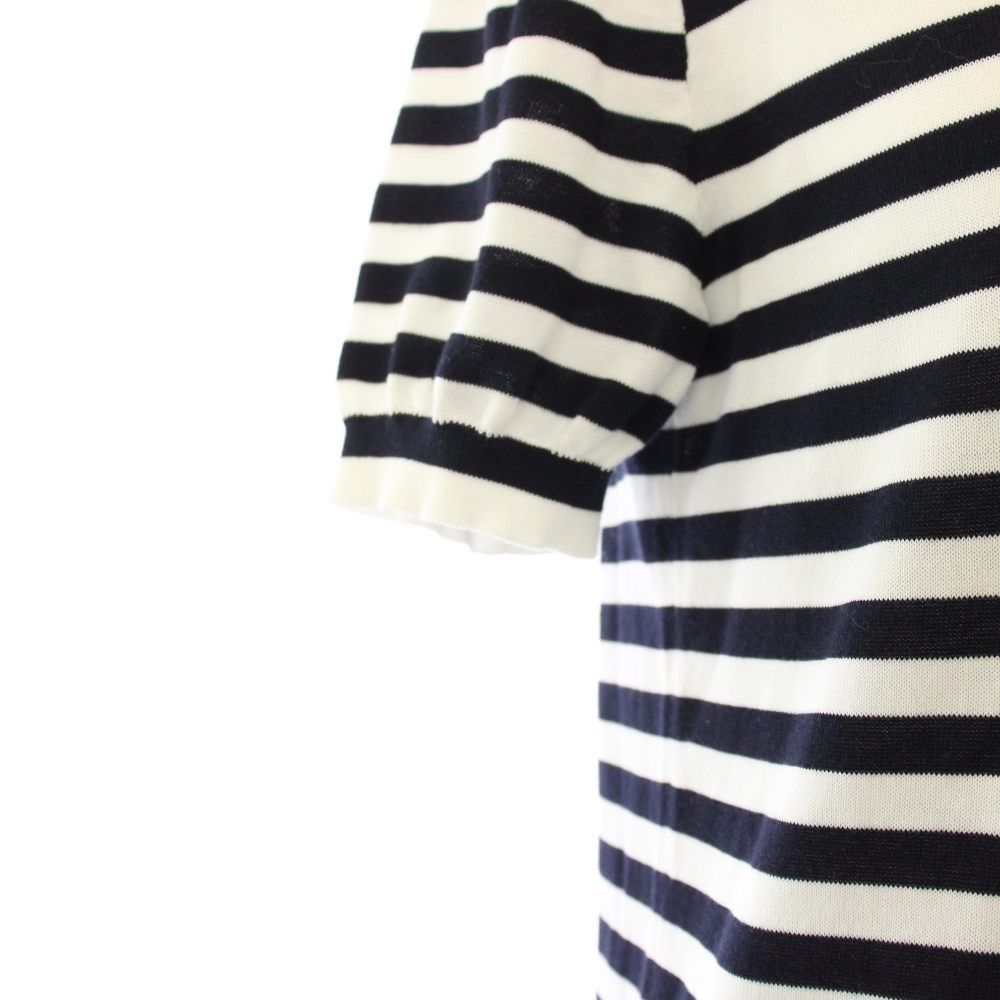 Prada Border Knit Top Logo Short Sleeve 36 Black White Sweater — view 6