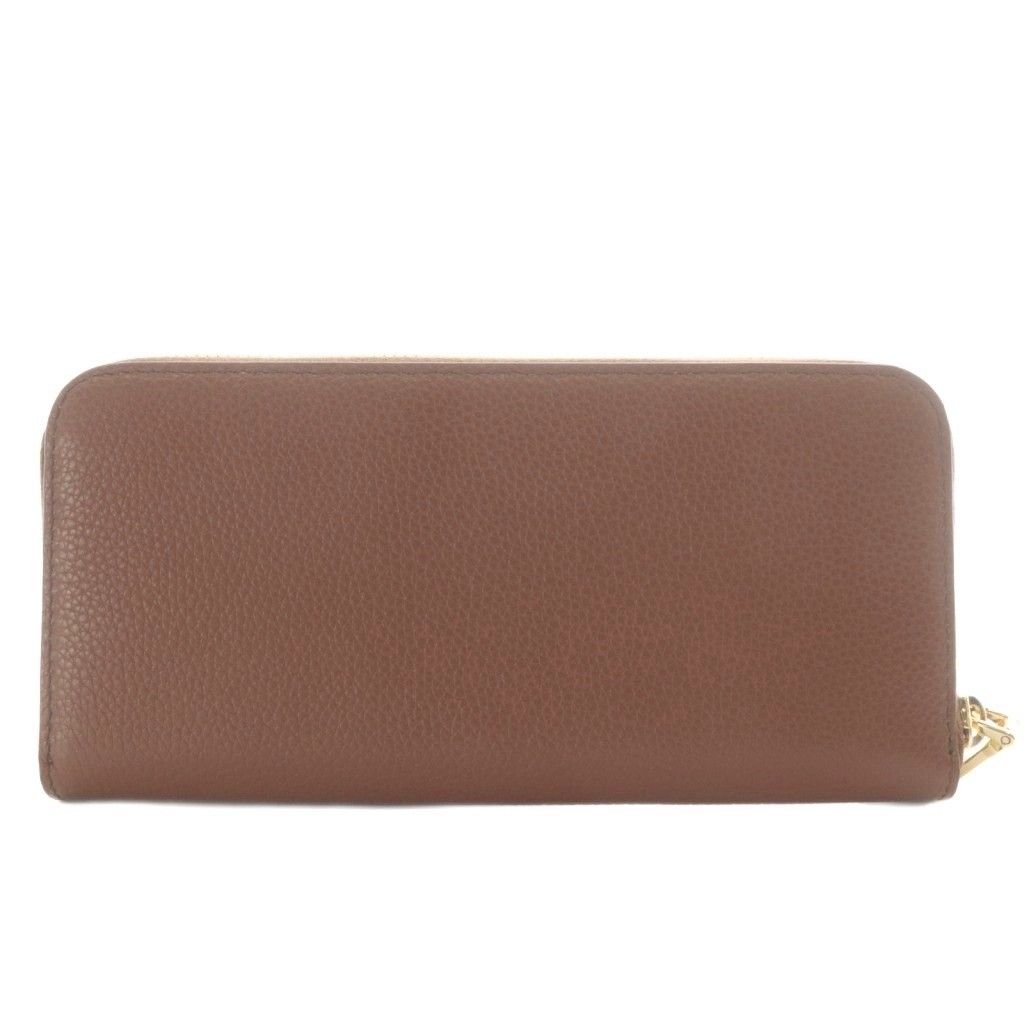 Miu Miu Miu Leather Wallet Zip Around Cognac Brown — view 2