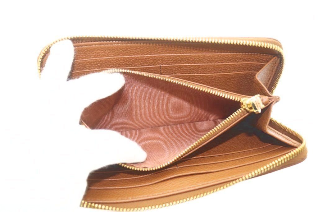 Miu Miu Miu Leather Wallet Zip Around Cognac Brown — view 8