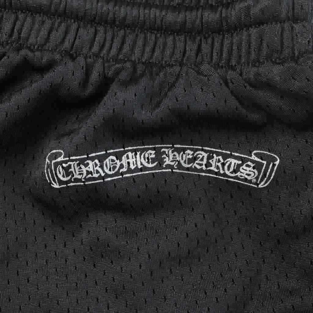 Chrome Hearts Mesh Varsity Shorts CH Nylon Logo Waist Togo M Black KW — view 3