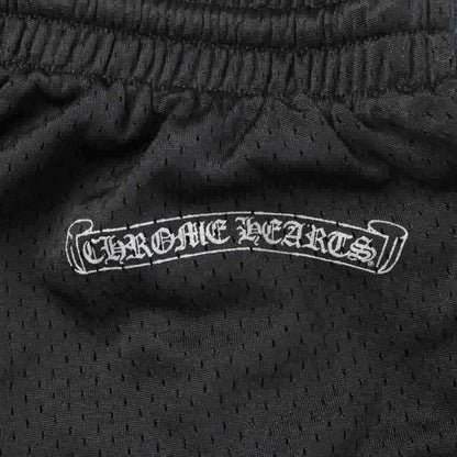 Chrome Hearts Mesh Varsity Shorts CH Nylon Logo Waist Togo M Black KW — view 3
