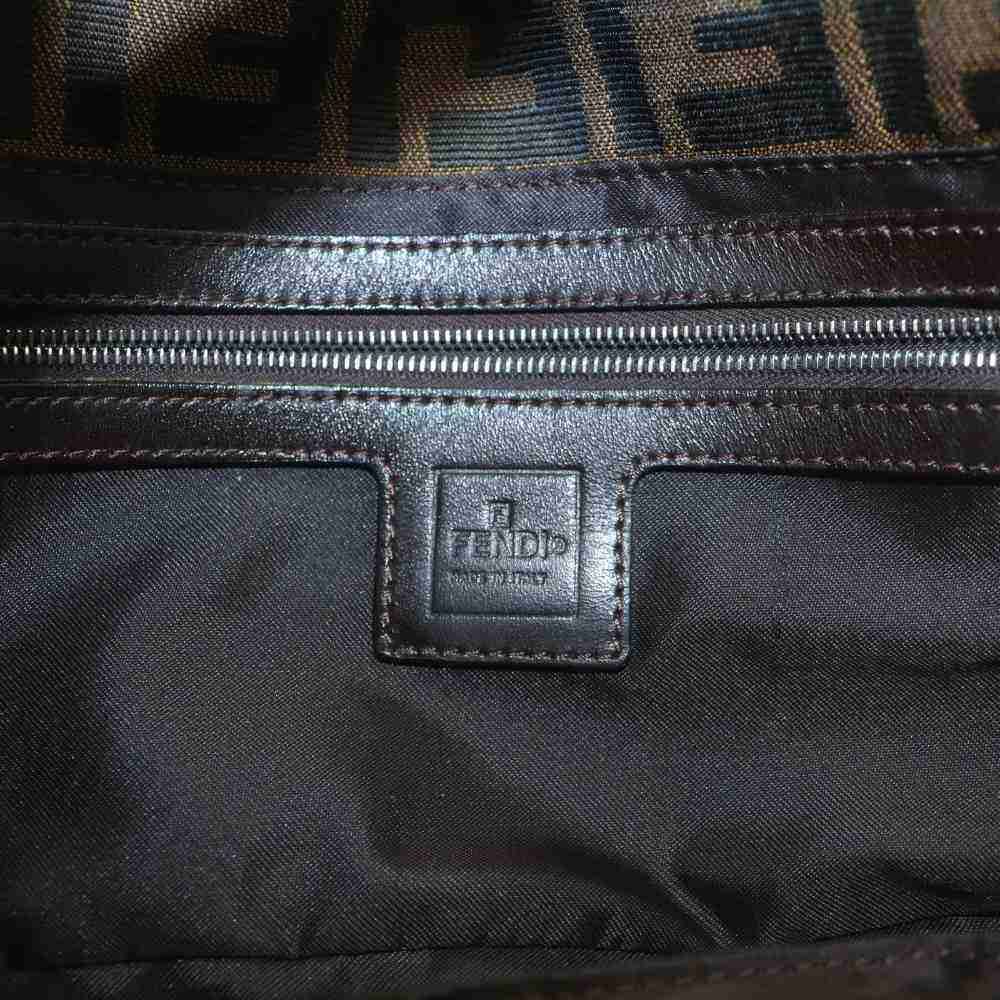 Fendi Zucca Pattern Mamma Bucket Shoulder Bag Canvas Leather Interlocking Logo — view 4