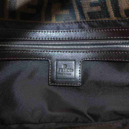 Fendi Zucca Pattern Mamma Bucket Shoulder Bag Canvas Leather Interlocking Logo — view 4