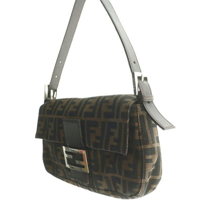 Fendi Zucca Pattern Mamma Bucket Shoulder Bag Canvas Leather Interlocking Logo — view 2