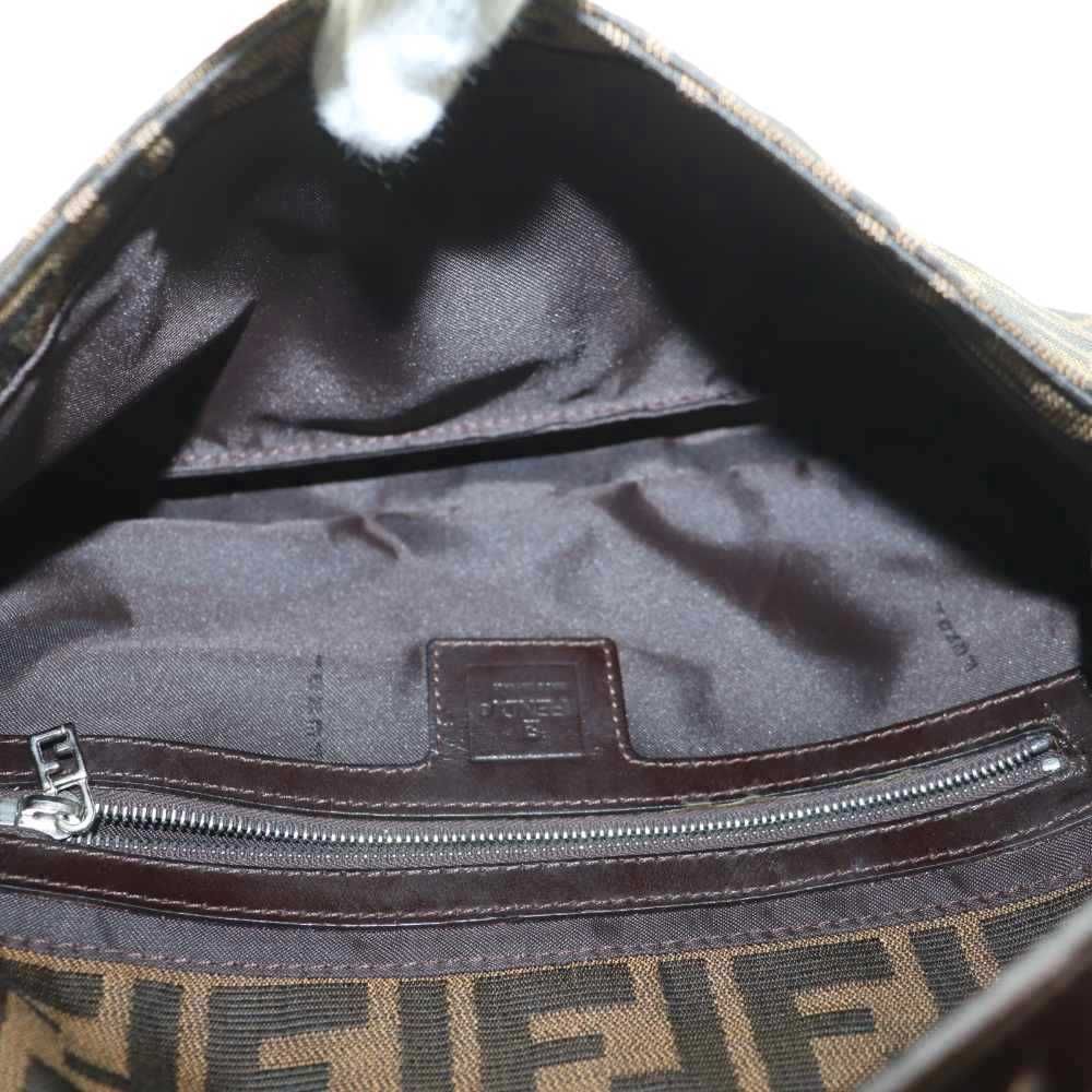 Fendi Zucca Pattern Mamma Bucket Shoulder Bag Canvas Leather Interlocking Logo — view 5