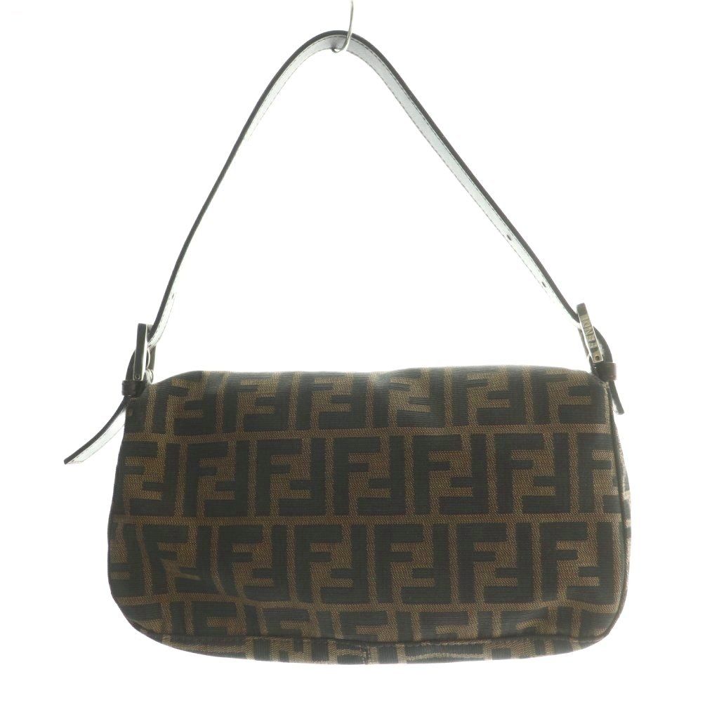 Fendi Zucca Pattern Mamma Bucket Shoulder Bag Canvas Leather Interlocking Logo — view 3