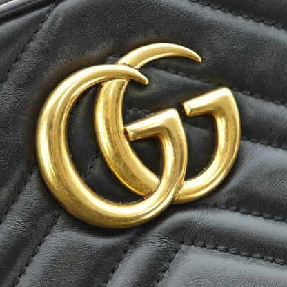 Gucci GG Marmont Small Camera Bag Chain Leather Interlocking Logo Bicolor Black — view 8