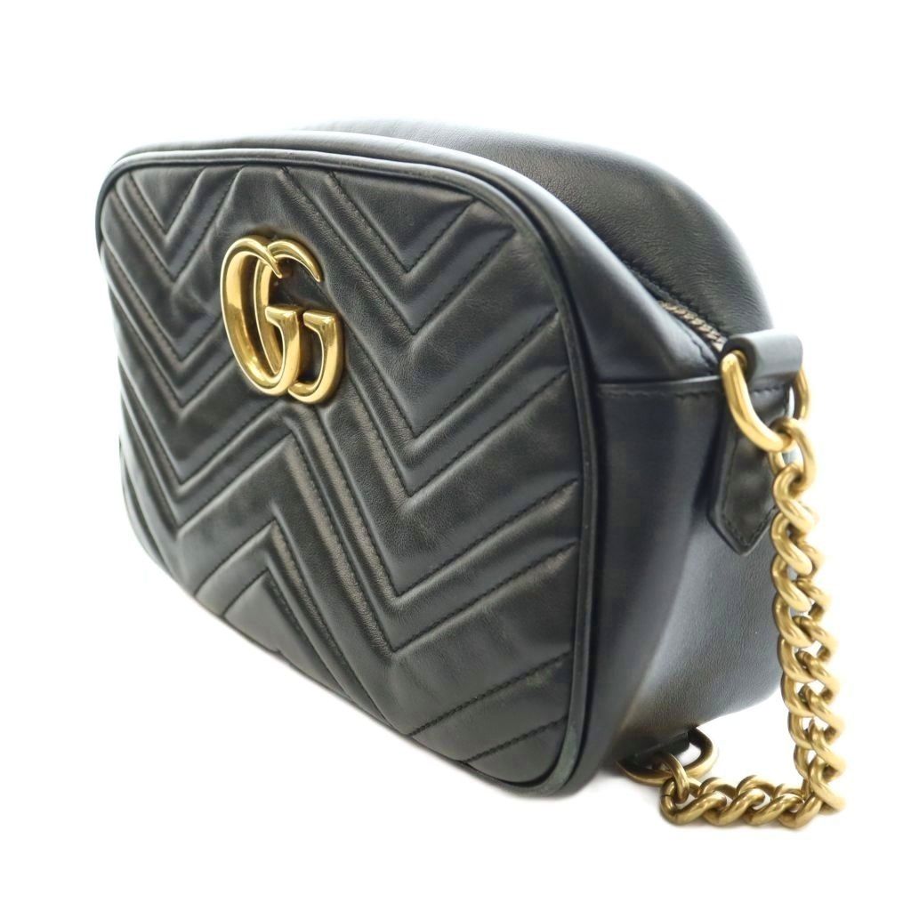 Gucci GG Marmont Small Camera Bag Chain Leather Interlocking Logo Bicolor Black — view 2
