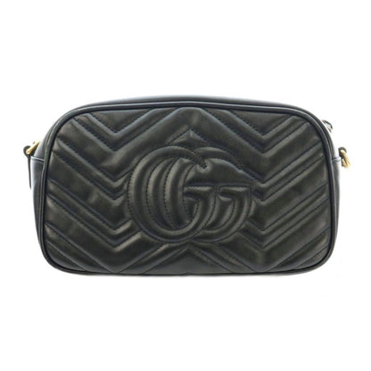 Gucci GG Marmont Small Camera Bag Chain Leather Interlocking Logo Bicolor Black — view 3