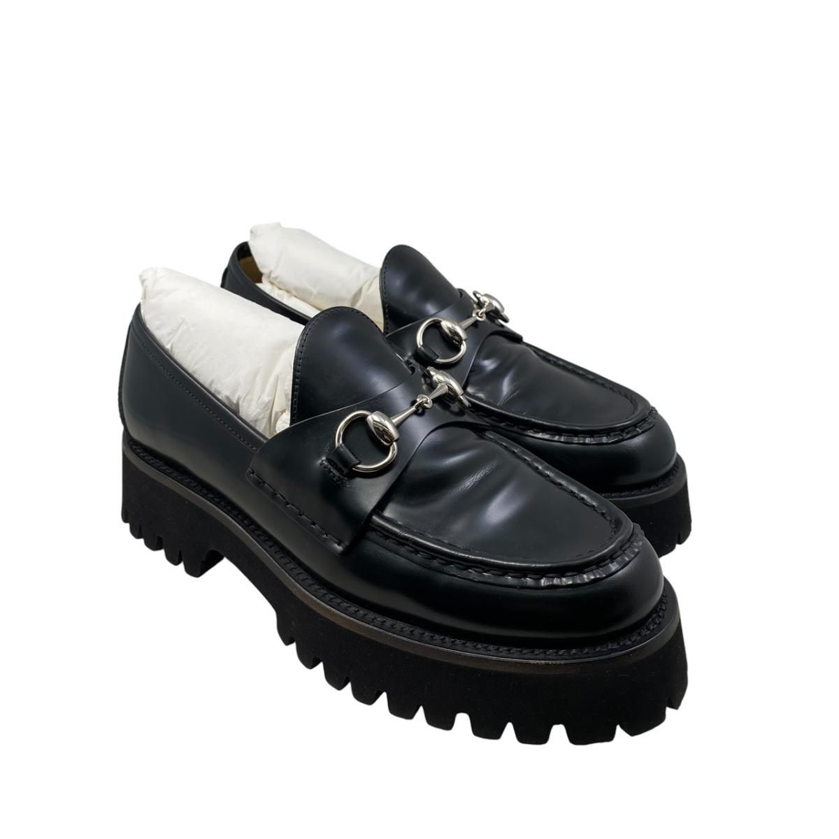 Gucci Loafers Host Bit 37 Leather Black Silver