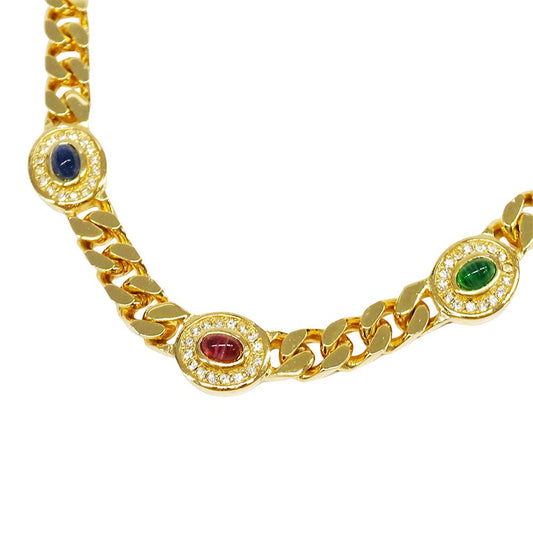 Dior Necklace Metal Rhinestone Gold Multicolor Gorgeous Presence
