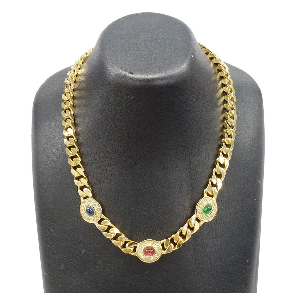 Dior Necklace Metal Rhinestone Gold Multicolor Gorgeous Presence — view 5
