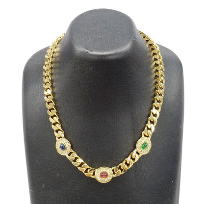 Dior Necklace Metal Rhinestone Gold Multicolor Gorgeous Presence — view 5