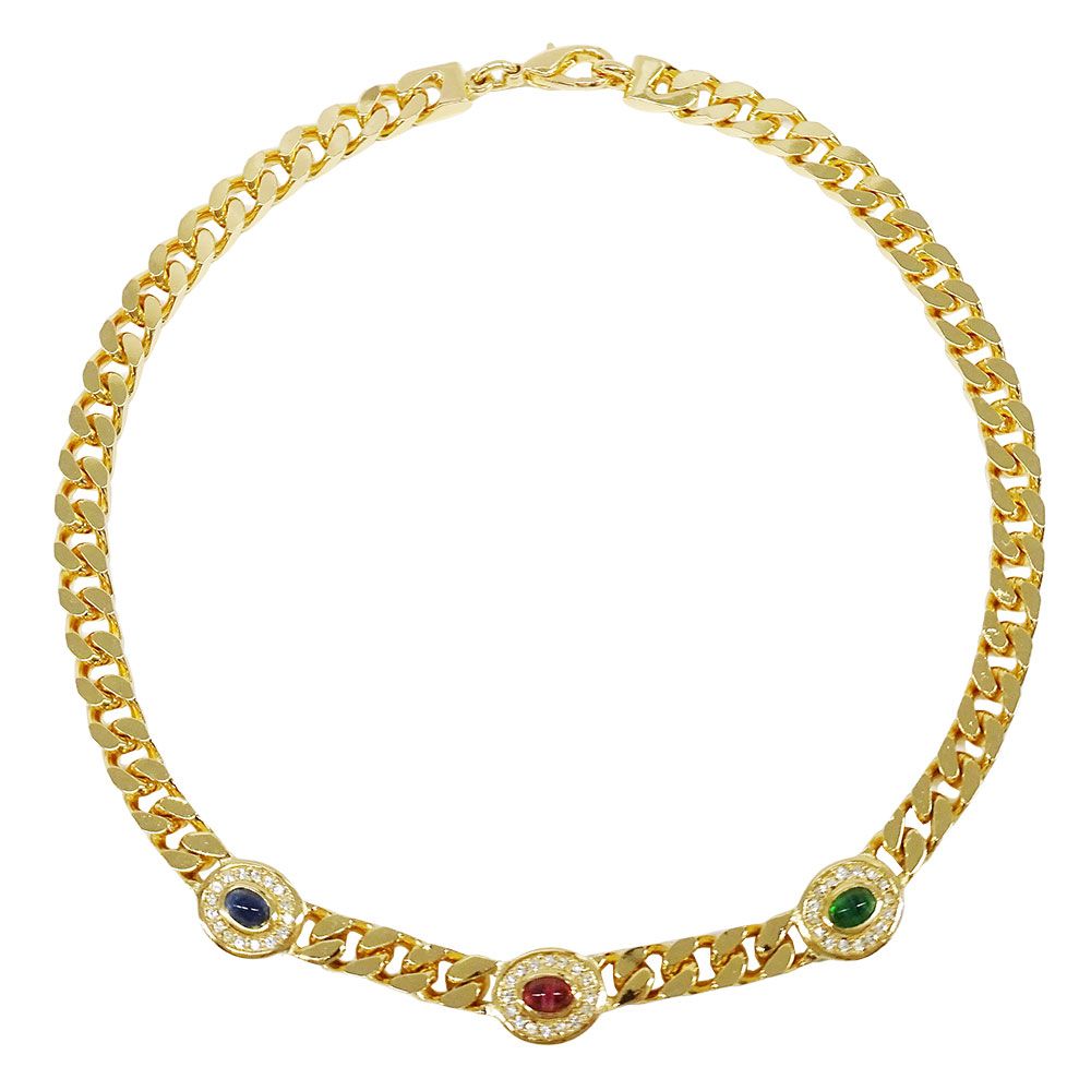 Dior Necklace Metal Rhinestone Gold Multicolor Gorgeous Presence — view 2
