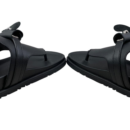 Hermes Sandals Empir 37 Kelly Buckle Leather Black Silver — view 7