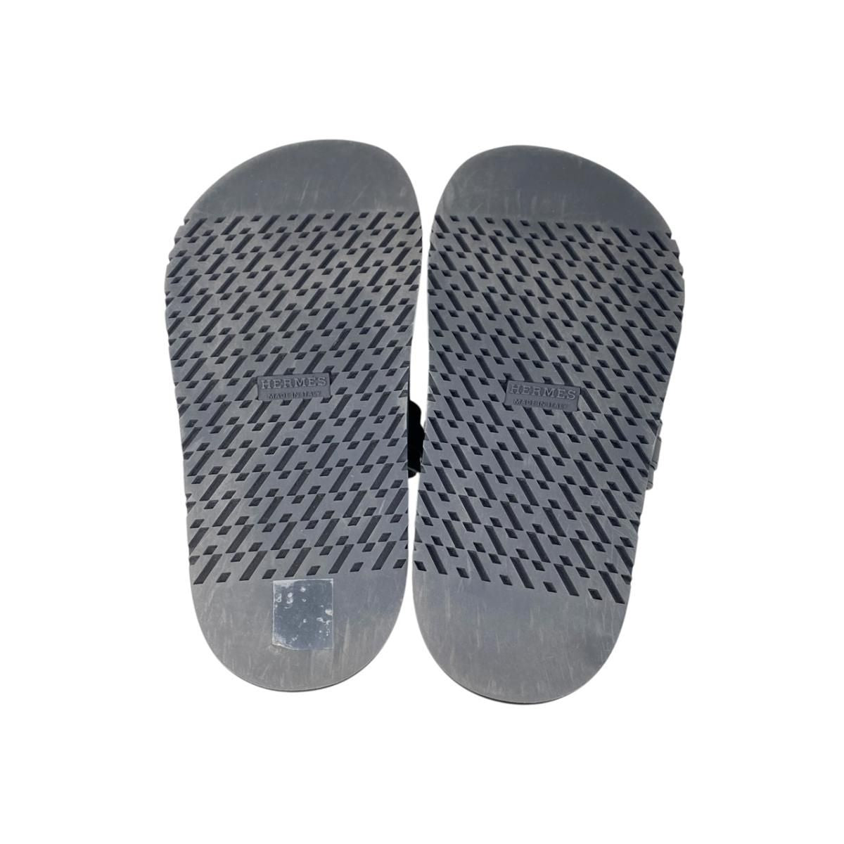 Hermes Sandals Empir 37 Kelly Buckle Leather Black Silver — view 6