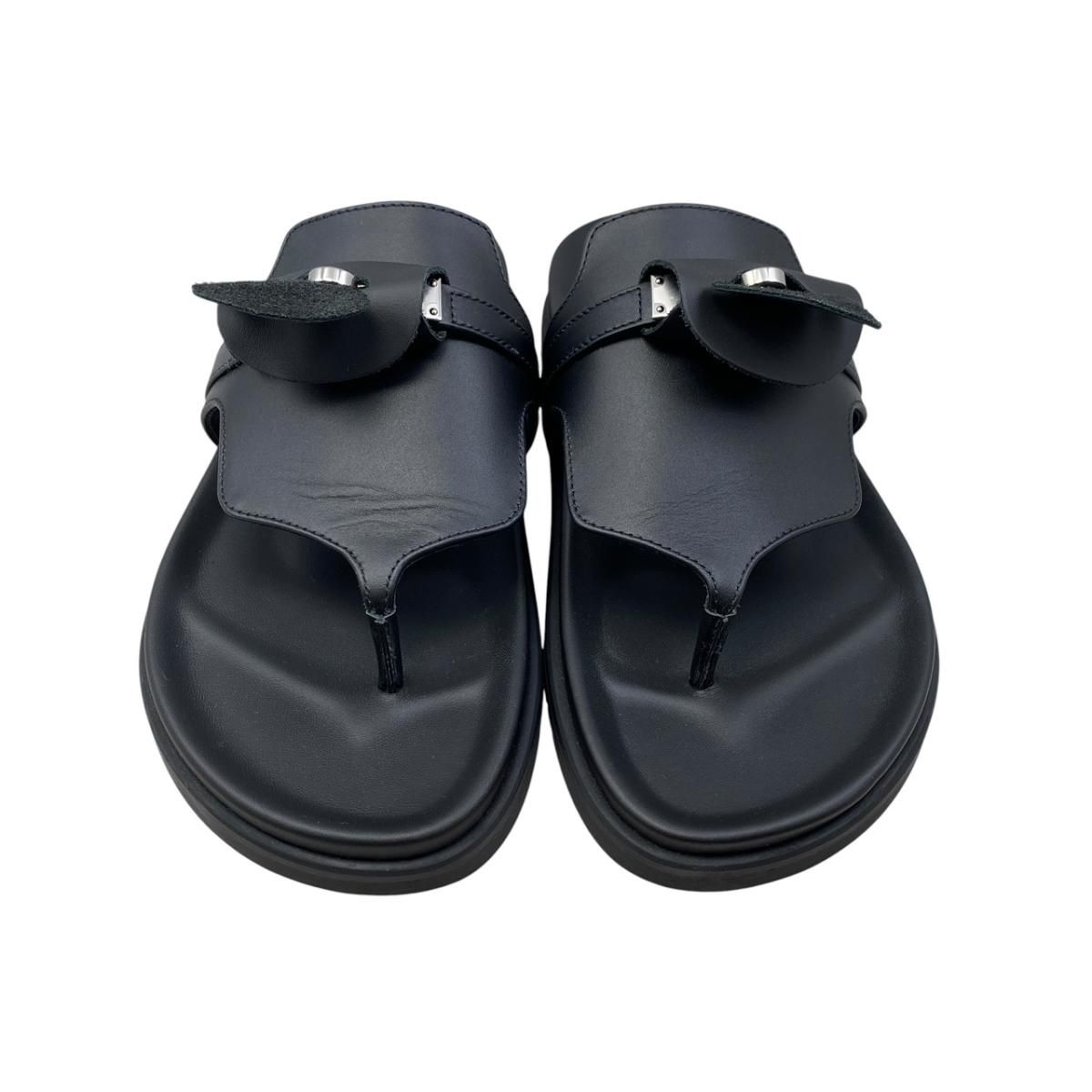 Hermes Sandals Empir 37 Kelly Buckle Leather Black Silver — view 3