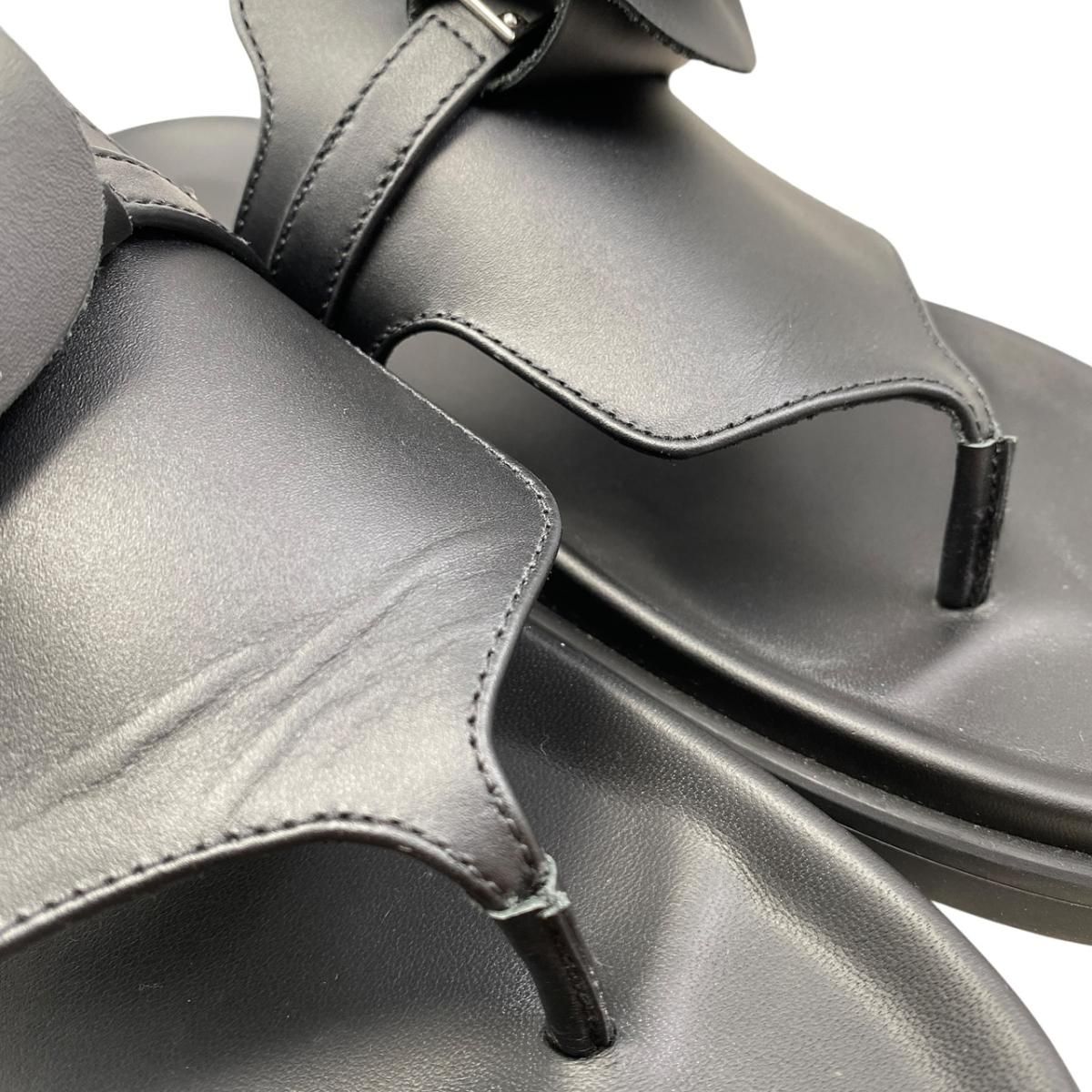 Hermes Sandals Empir 37 Kelly Buckle Leather Black Silver — view 9