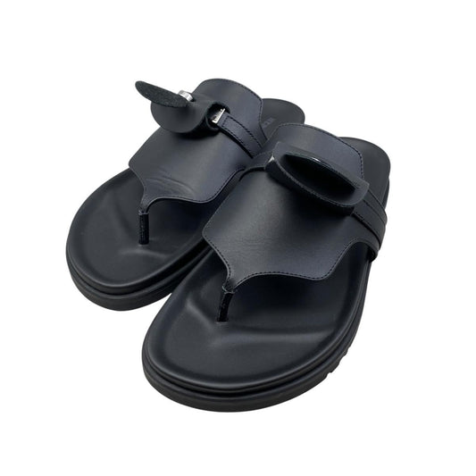 Hermes Sandals Empir 37 Kelly Buckle Leather Black Silver